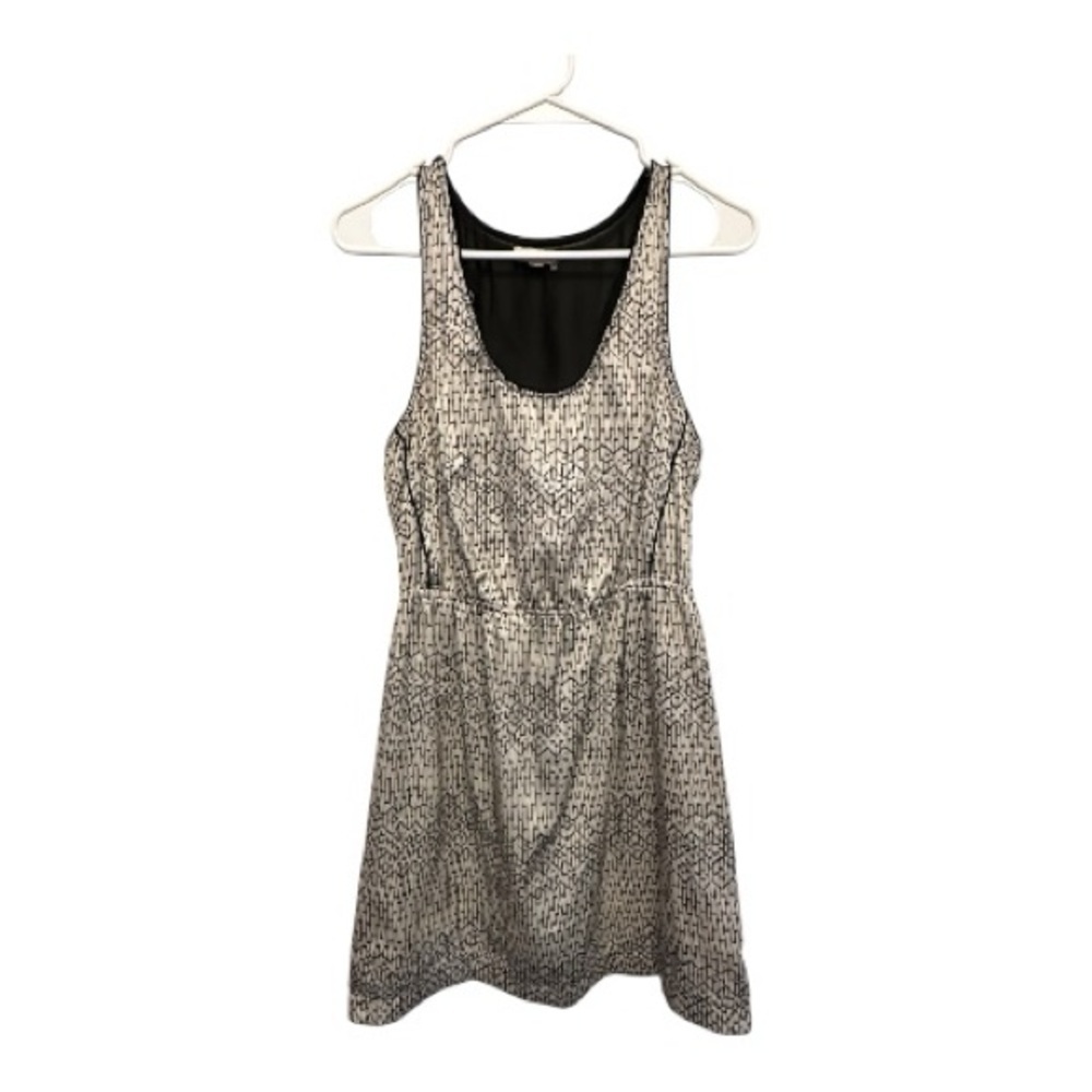 Silence + Noise Monochrome Patterned Mini Dress W/ Cut Out Back Small